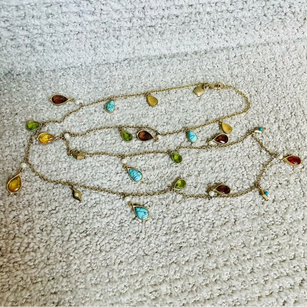 Lauren Ralph Lauren 90's Y2K Matte Gold Dangle Charm Necklace Earring Set Work - Picture 2 of 10